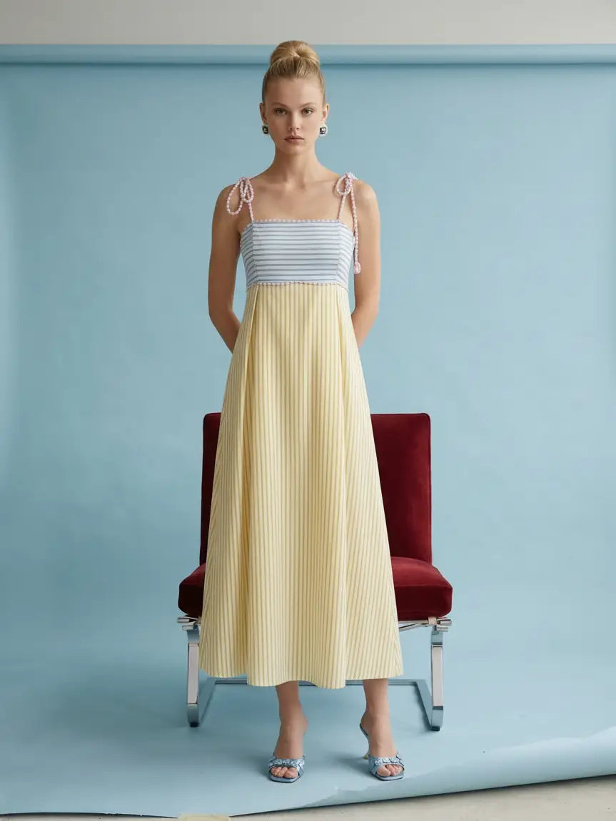 CANDY SEERSUCKER STRIPE MIDI DRESS
