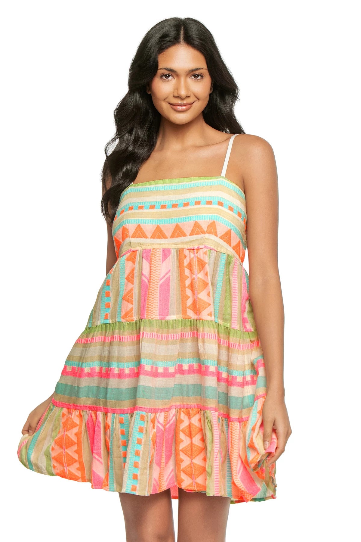 MARTINA NEUTRAL AZTEC MINI DRESS