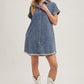 FRAYED HEM DENIM SHIRT DRESS