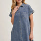 FRAYED HEM DENIM SHIRT DRESS