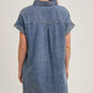 FRAYED HEM DENIM SHIRT DRESS