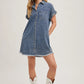 FRAYED HEM DENIM SHIRT DRESS