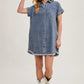 FRAYED HEM DENIM SHIRT DRESS