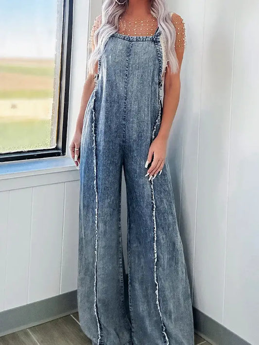 IDA'S WIDE LEG DENIM OVERALLS