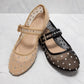 RHINESTONE MESH MARY JANE FLATS