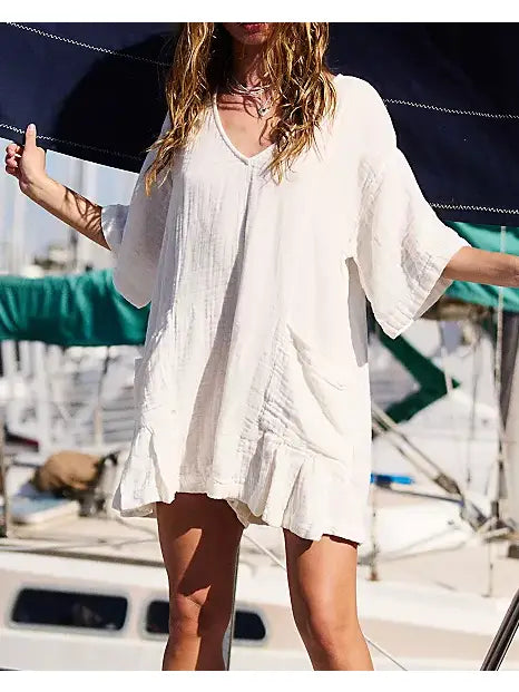 FLOUNCY DRAPED SLEEVES ROMPER