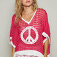 KNIT SHORT SLEEVE PEACE SIGN SWEATER