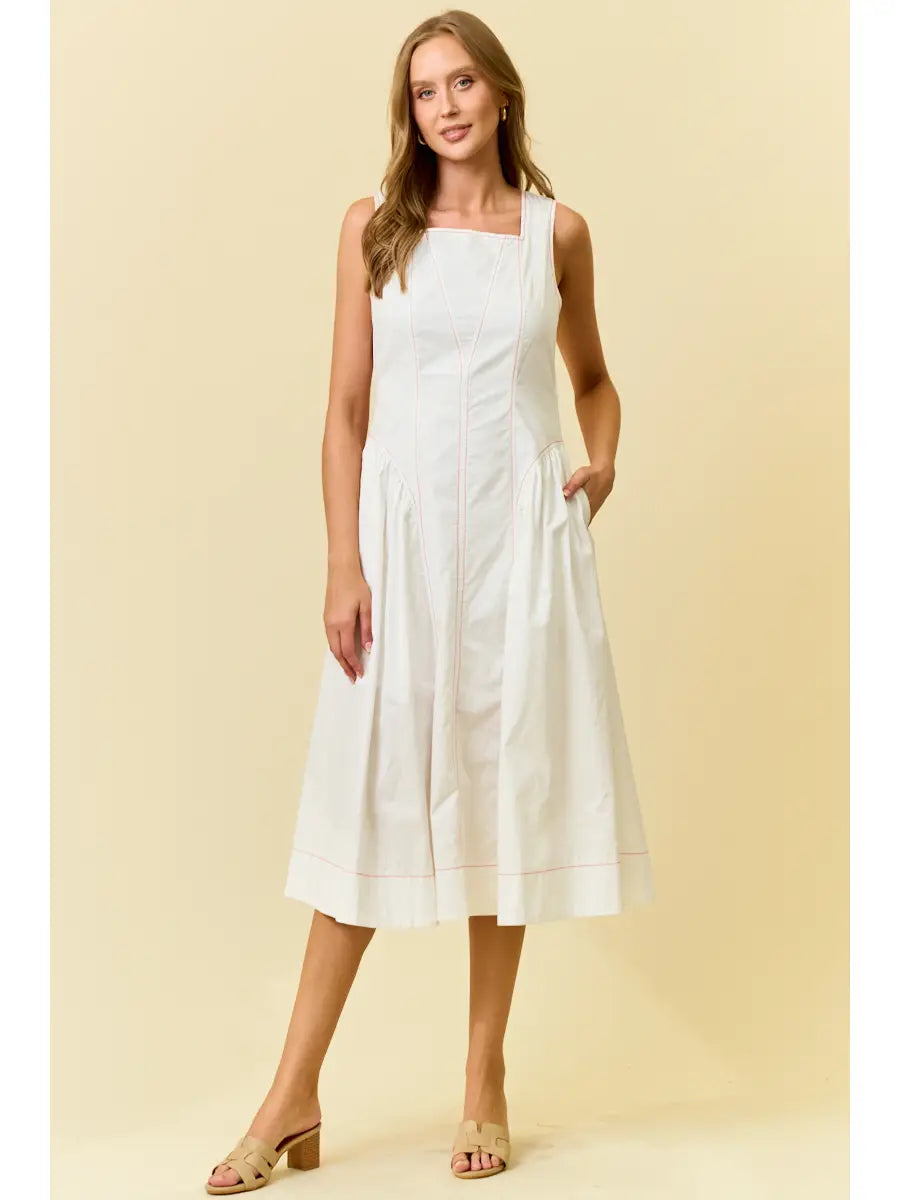 GINGER CONTRAST STITCH DRESS