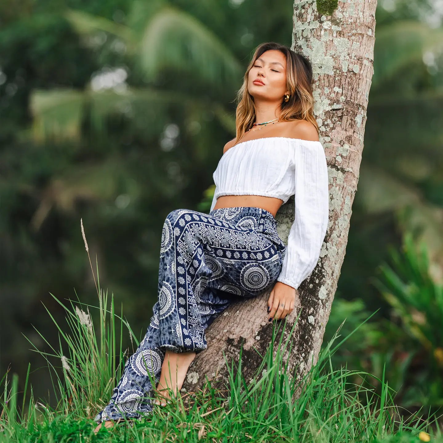 TROPICAL PRINT HAREM PANTS