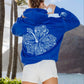 HAWAII HIBISCUS FLORAL EMBROIDERED OVERSIZE HOODIE