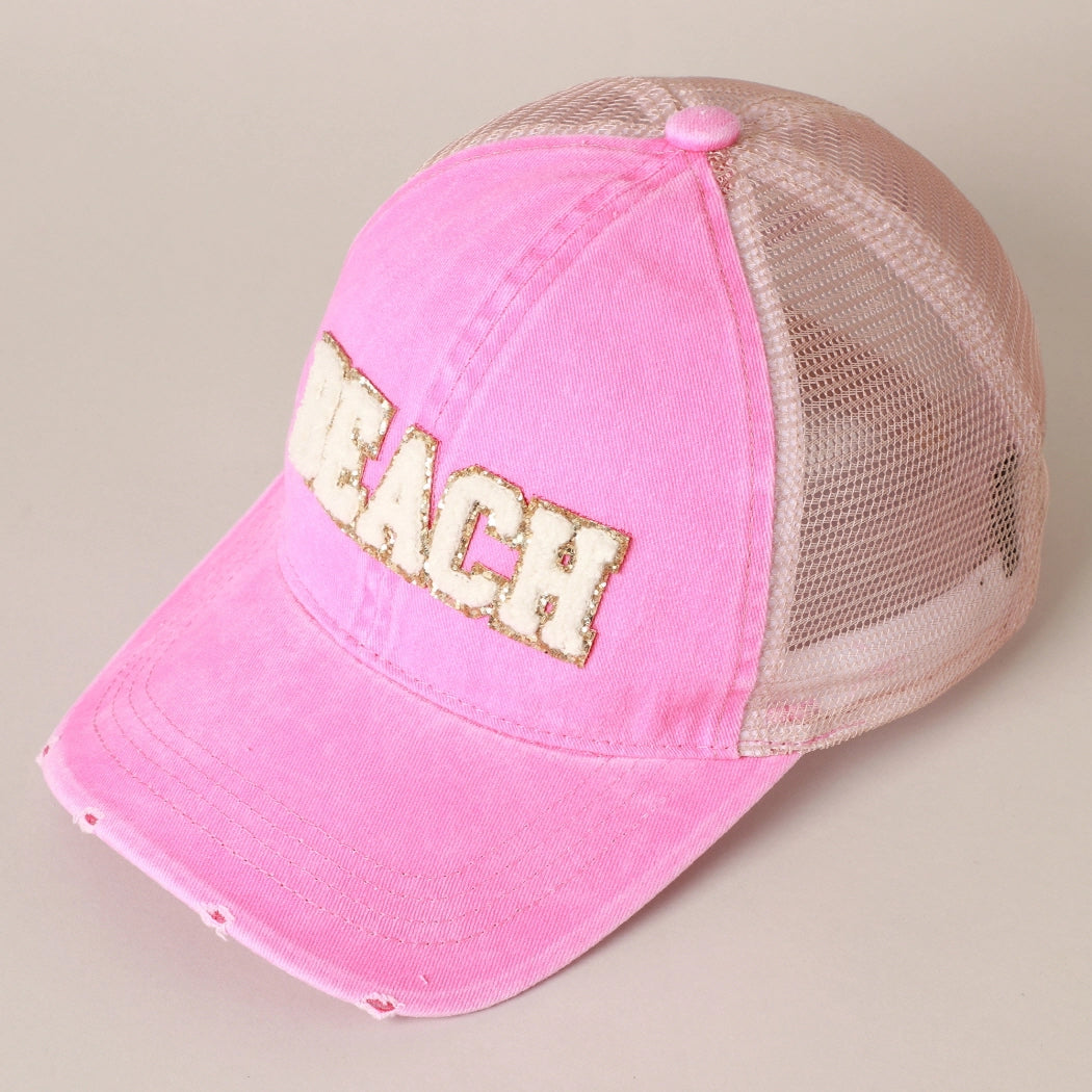 BEACH CHENILLE PATCH TRUCKER HATS