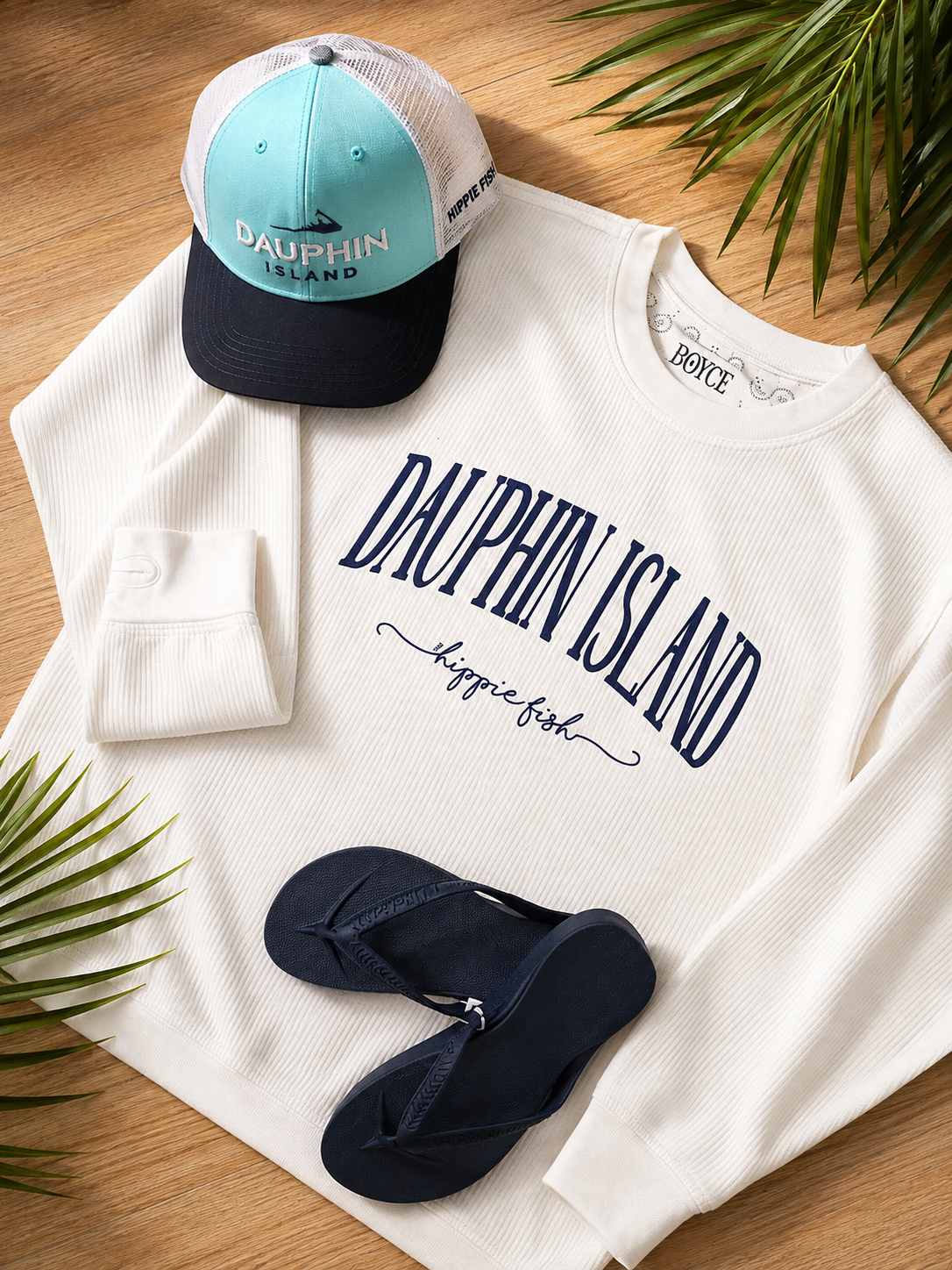 DAUPHIN ISLAND CORDED SCRIPT SWEATSHIRT