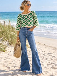 DIAMOND CROCHET  LONG SLEEVE SWEATER