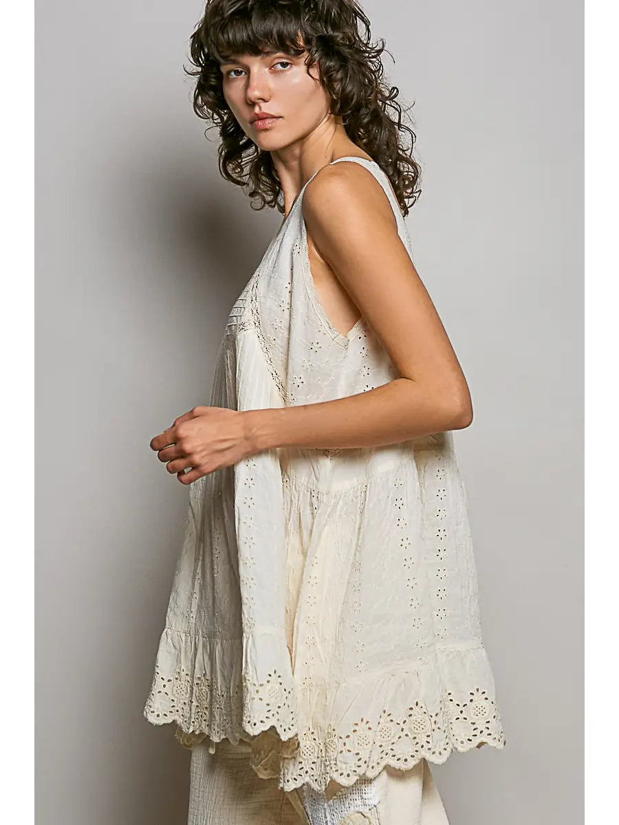 JADE EYELET MINI DRESS TOP