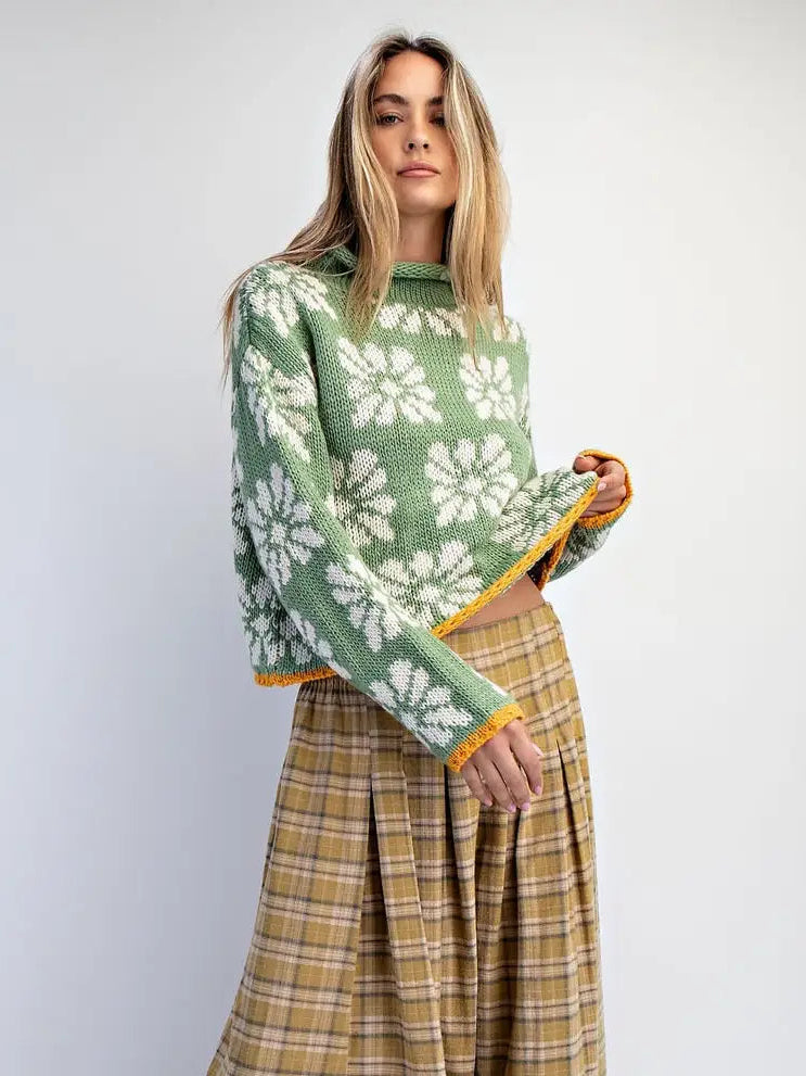 JANICE ABSTRACT FLORAL SWEATER