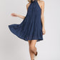 SLEEVELESS HALTER RIBBON TIE DRESS