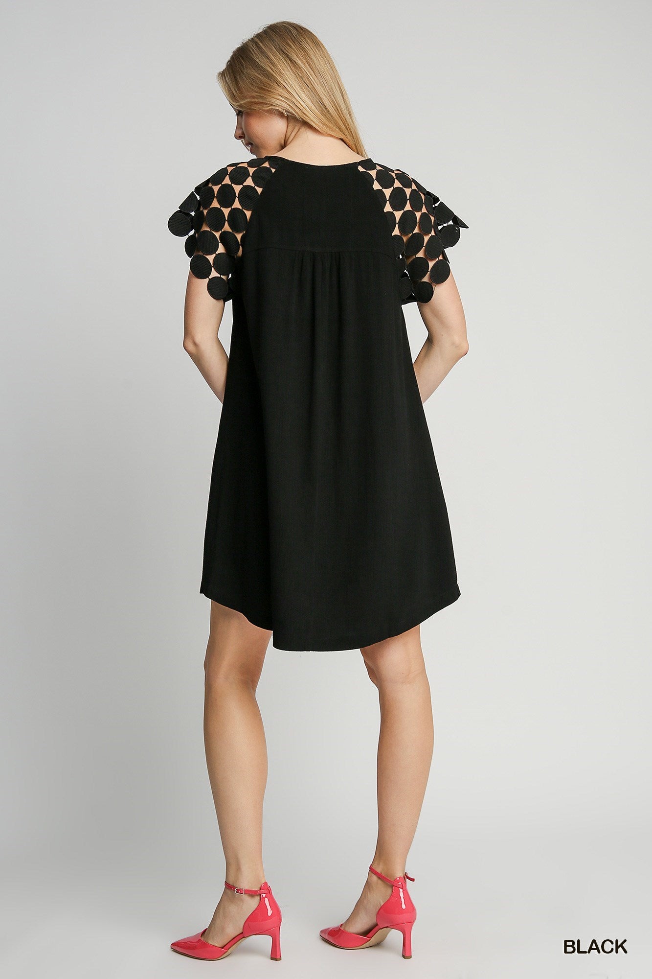 KELLY DOT LACE RAGLAN SLEEVE DRESS