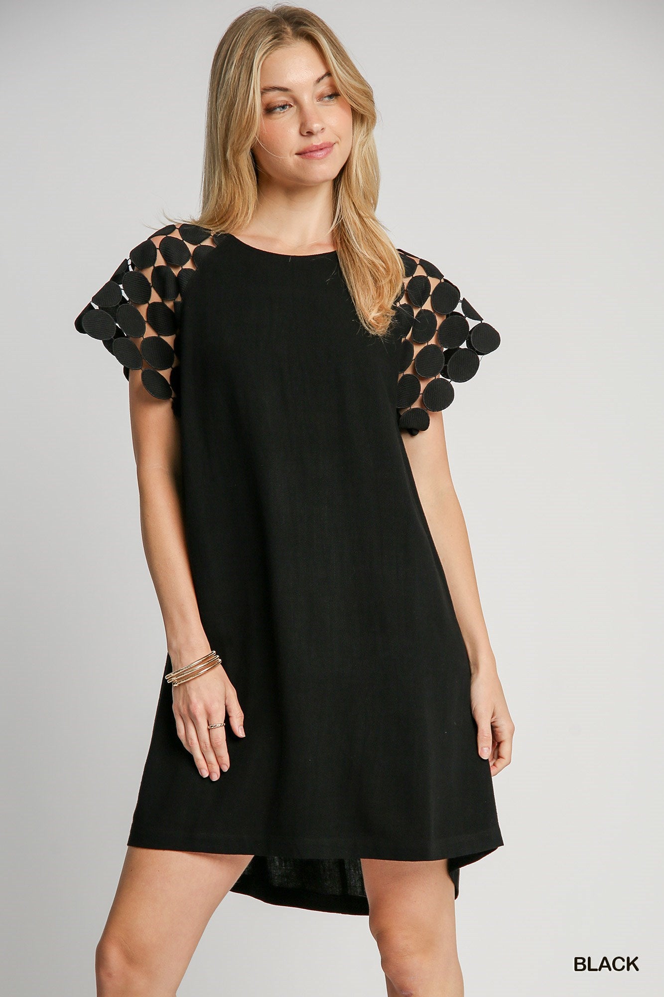 KELLY DOT LACE RAGLAN SLEEVE DRESS