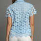 PERIWINKLE FLORAL LACE BUTTON DOWN TOP