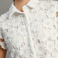 PERIWINKLE FLORAL LACE BUTTON DOWN TOP