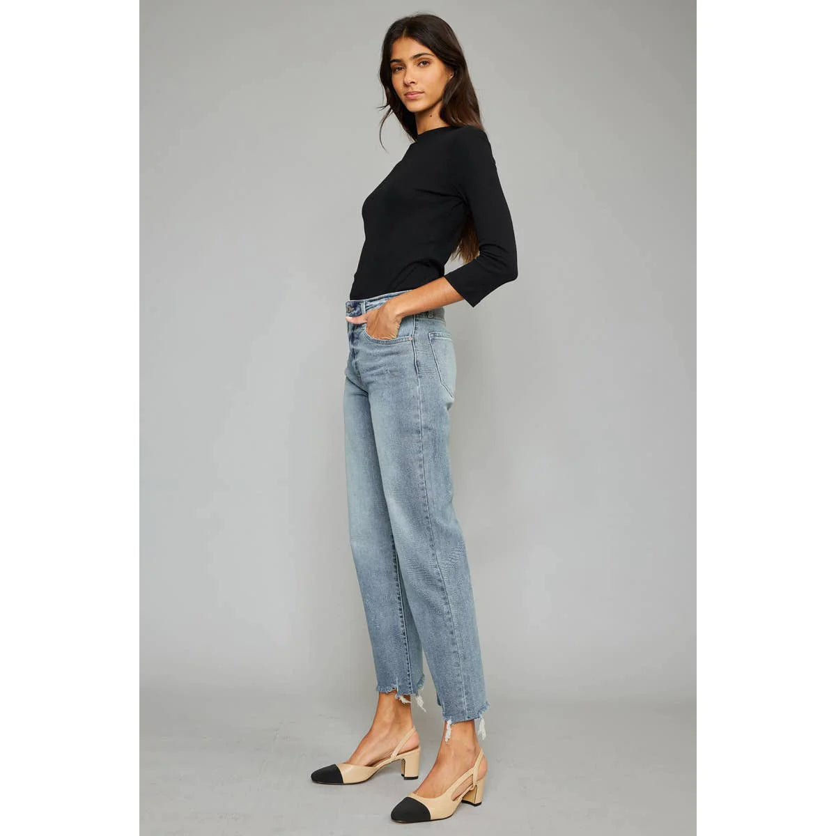 OLIVIA HIGH RISE SLIM WIDE LEG JEANS