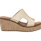 CORKYS: KISS N' TELL - WASHED GOLD METALLIC WEDGE SANDAL
