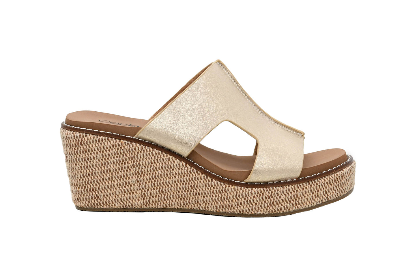 CORKYS: KISS N' TELL - WASHED GOLD METALLIC WEDGE SANDAL