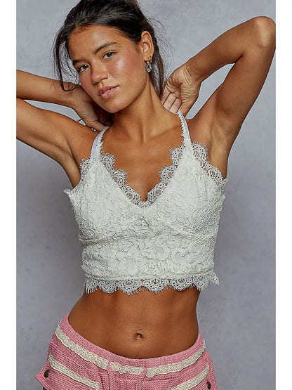 EMPIRE LACE CROCHET CROP TOP