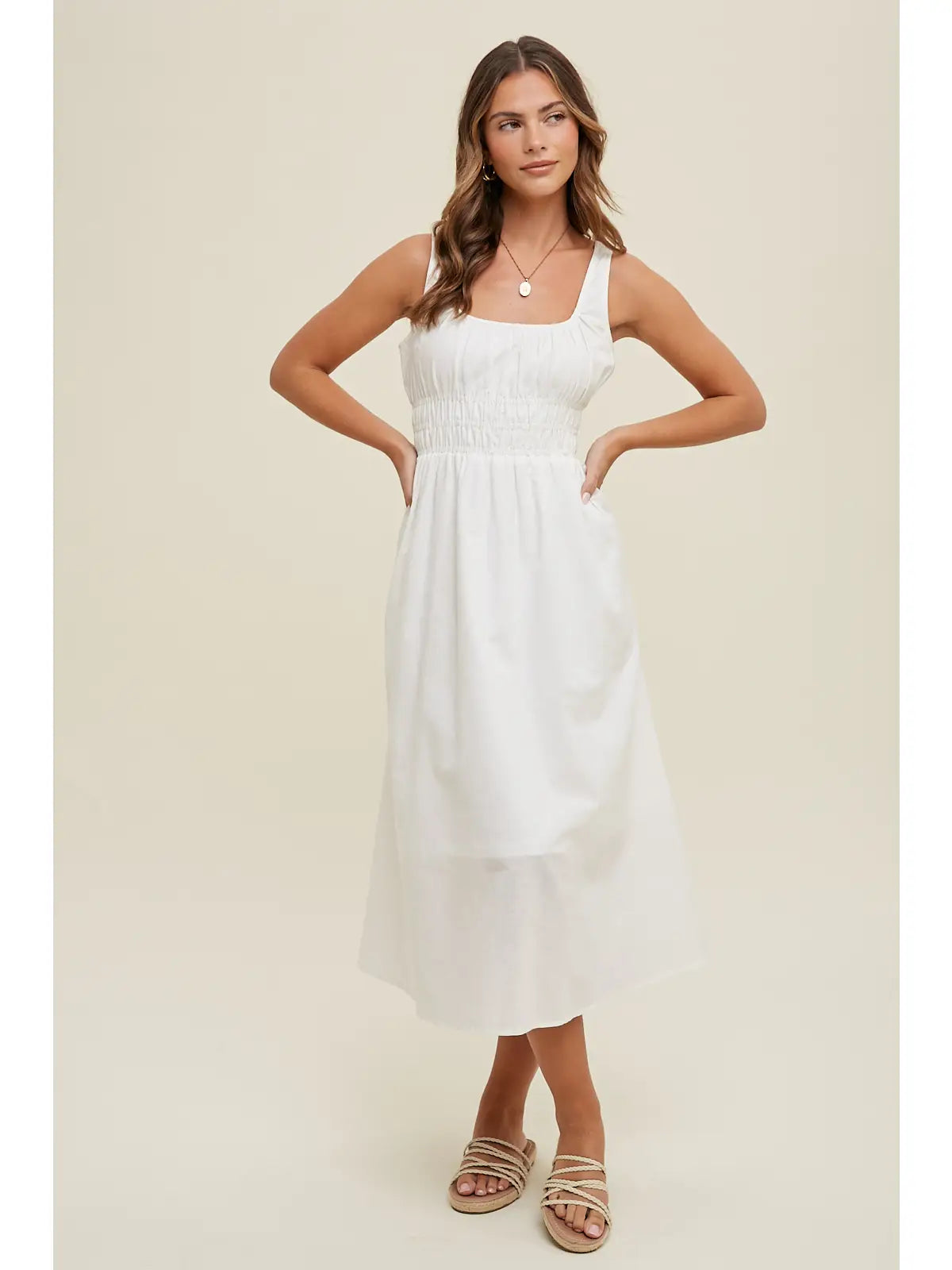 MAGGIE LINEN MIDI DRESS