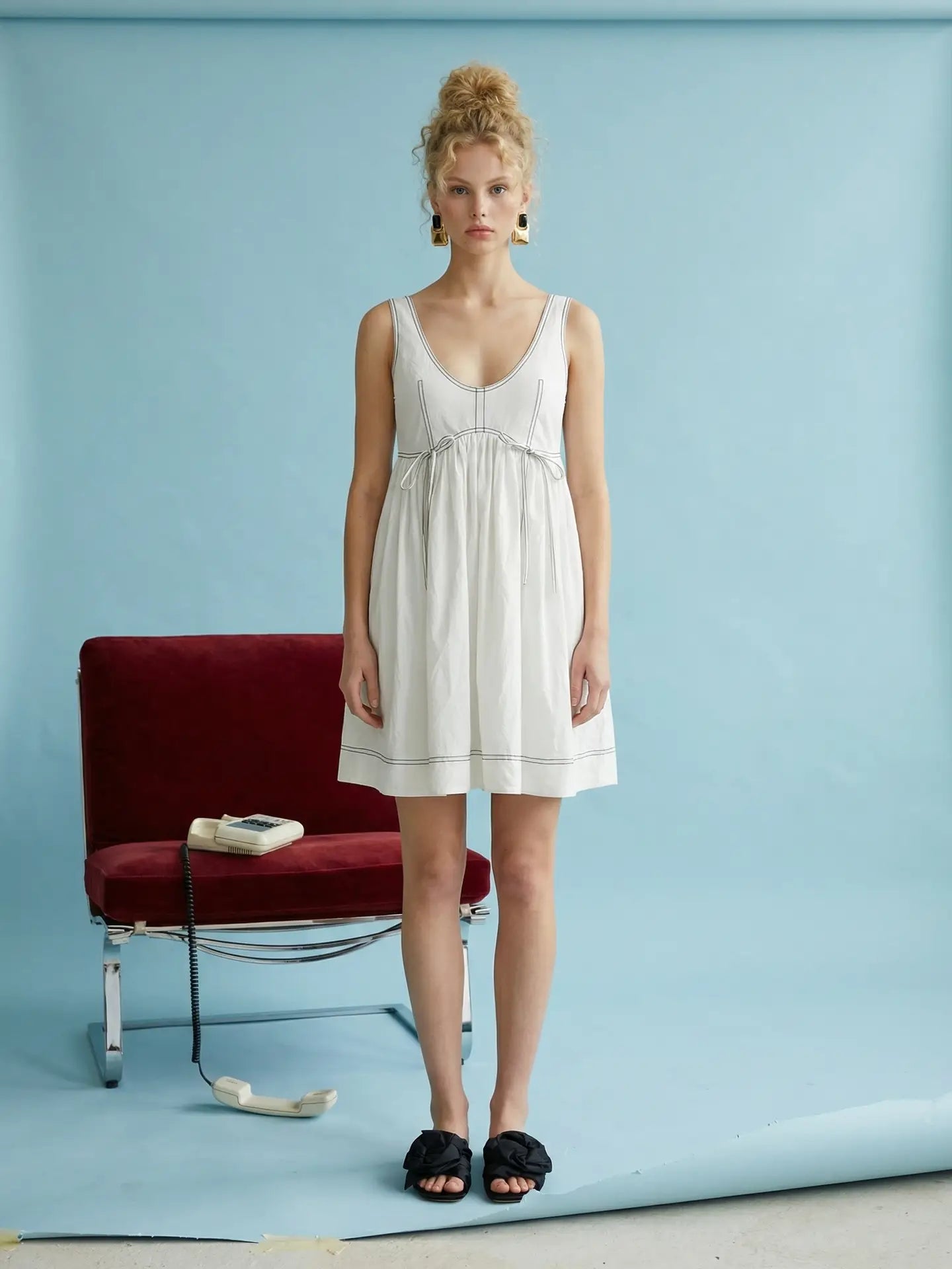 MAGGIE CONTRAST STITCH MINI DRESS