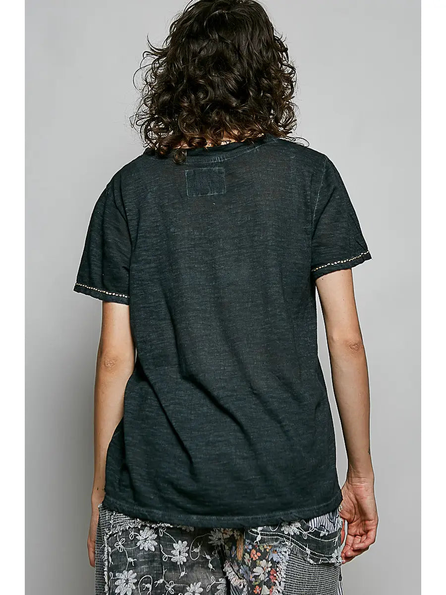 MARNIE RELAXED SLUB STITCH DETAIL TEE
