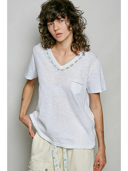 MARNIE RELAXED SLUB STITCH DETAIL TEE