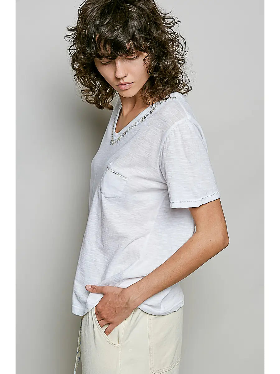 MARNIE RELAXED SLUB STITCH DETAIL TEE