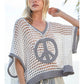 KNIT SHORT SLEEVE PEACE SIGN SWEATER