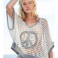 KNIT SHORT SLEEVE PEACE SIGN SWEATER