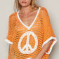 KNIT SHORT SLEEVE PEACE SIGN SWEATER