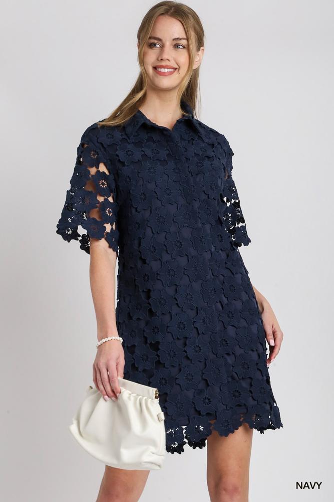 MILLIE FLORAL LACE BUTTON DOWN DRESS