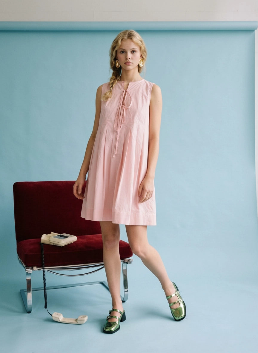 ROSE SLEEVELESS FRONT TIE MINI DRESS – The Hippie Fish