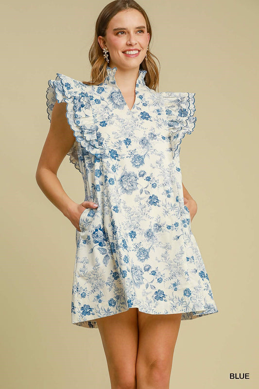 EMILY RUFFLE SLEEVE MINI DRESS