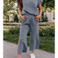 SLATE BLUE QUILTED WIDE LEG PANT SET