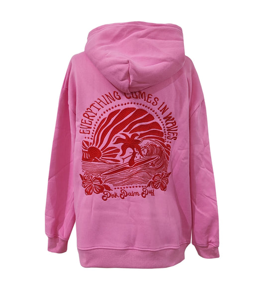 SURF & WAVES PALM TREE EMBROIDERED OVERSIZE HOODIE