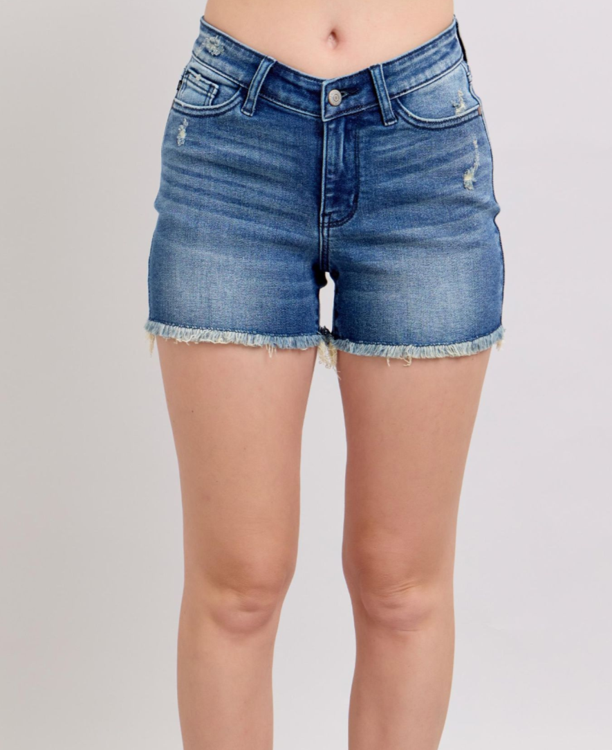 JUDY BLUE HIGH WAIST V-FRONT SHORTS