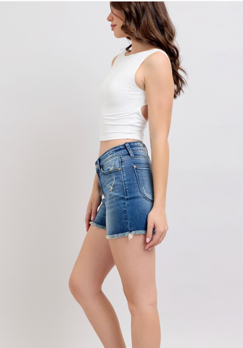 JUDY BLUE HIGH WAIST V-FRONT SHORTS