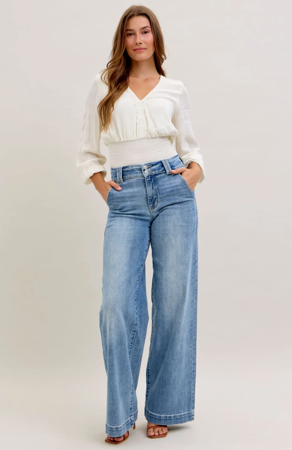 JUDY BLUE TROUSER WIDE LEG JEANS