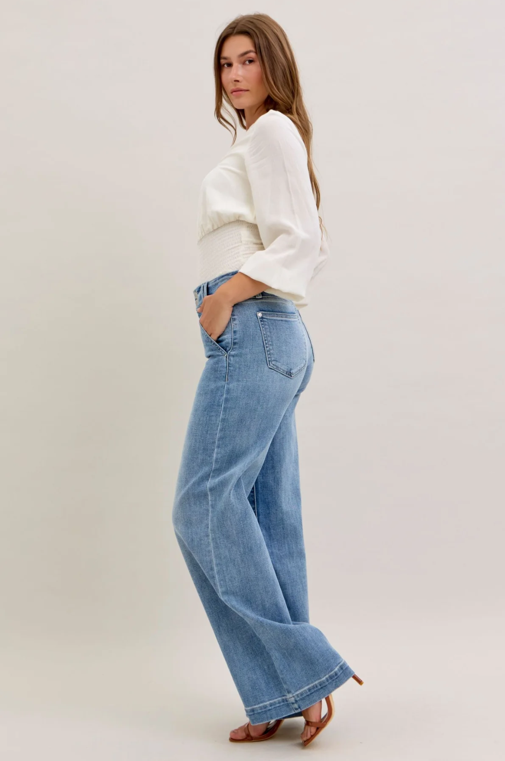 JUDY BLUE TROUSER WIDE LEG JEANS