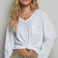 SARAH HAND STITCHED V-NECK TOP