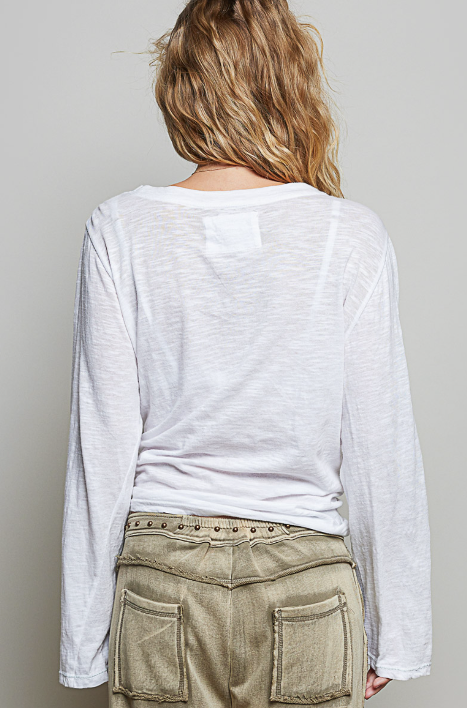 SARAH HAND STITCHED V-NECK TOP
