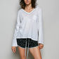SARAH HAND STITCHED V-NECK TOP