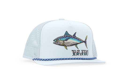 BAJIO BLUEFIN TUNA FLAT BRIM TWILL TRUCKER HAT