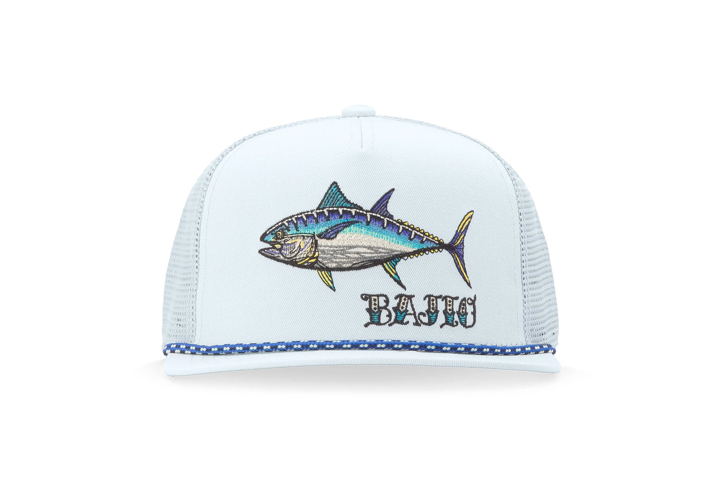 BAJIO BLUEFIN TUNA FLAT BRIM TWILL TRUCKER HAT